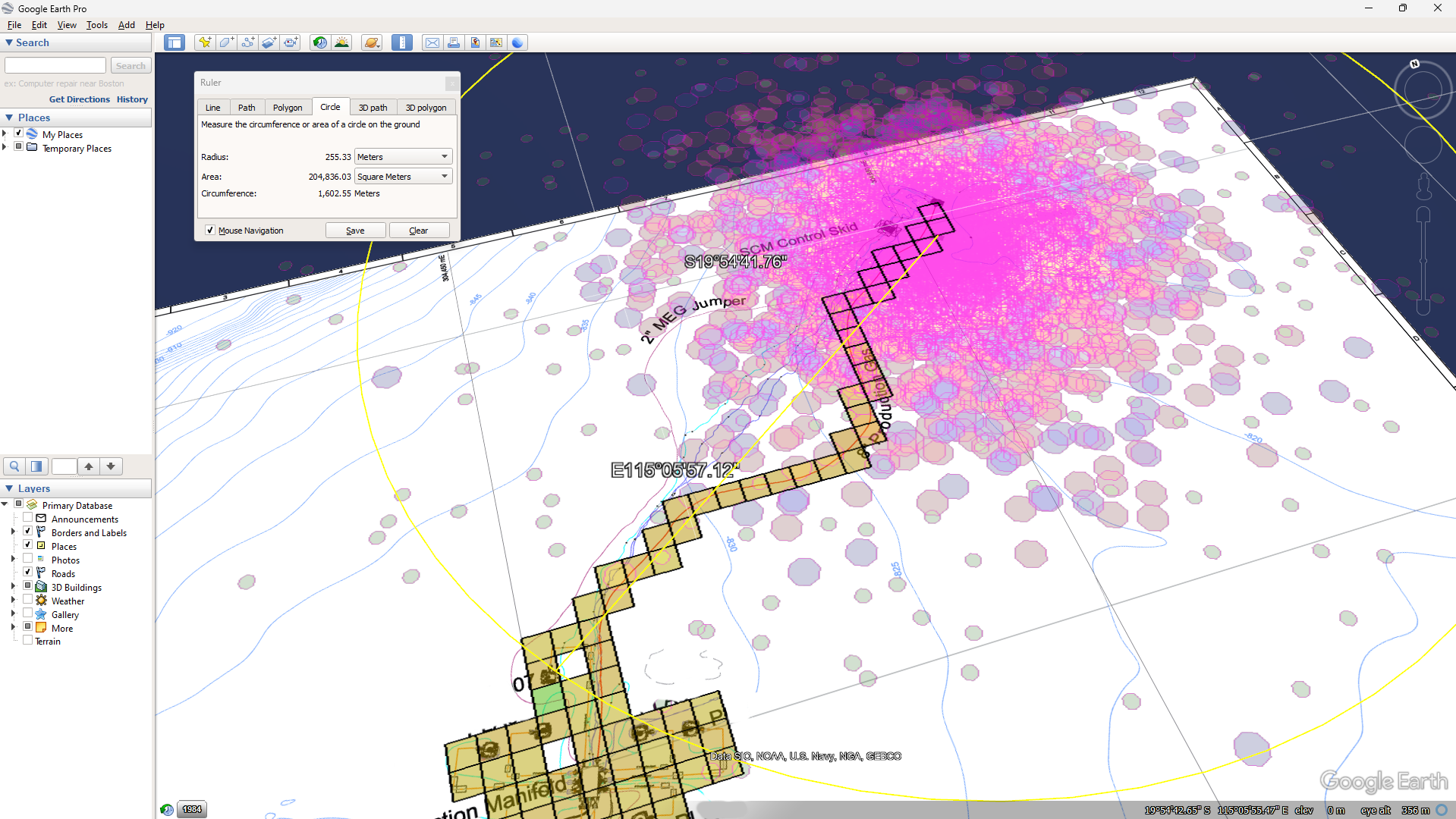 Dropulyzer External Tool Integration - The analysis results can be exported and integrated with external tools such as Google Earth, allowing for enhanced visualisation and interpretation of the results.